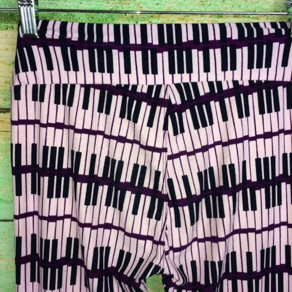 Lularoe women's purple & black stretch lounge legging pants Sz One Size - Picture 5 of 7